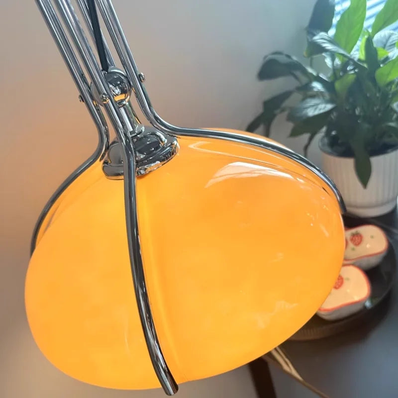 lampe suspendue moderne orange mat pendentif crochet métallique câble noir cuisine salon chambre