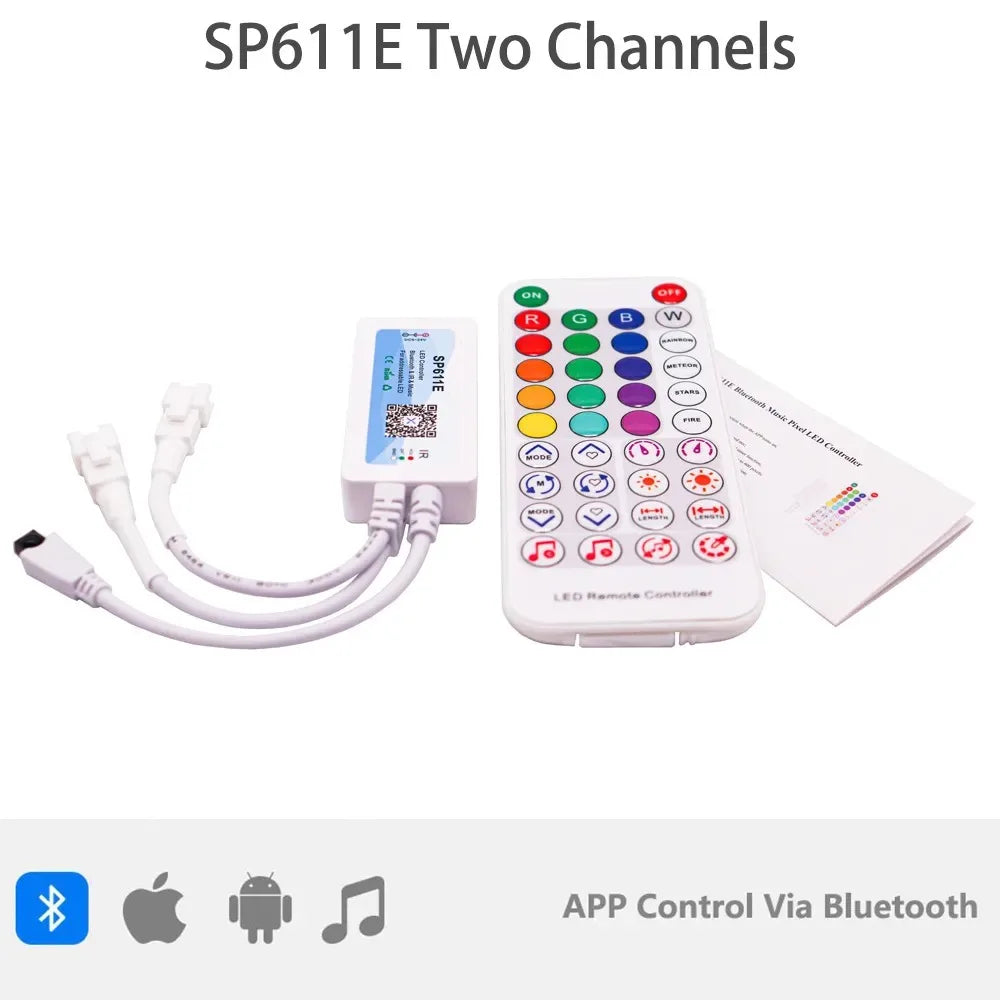 contrôleur led wifi bluetooth musique chargeur puissance 524v ws2812 ws2811 pixels blanc moderne