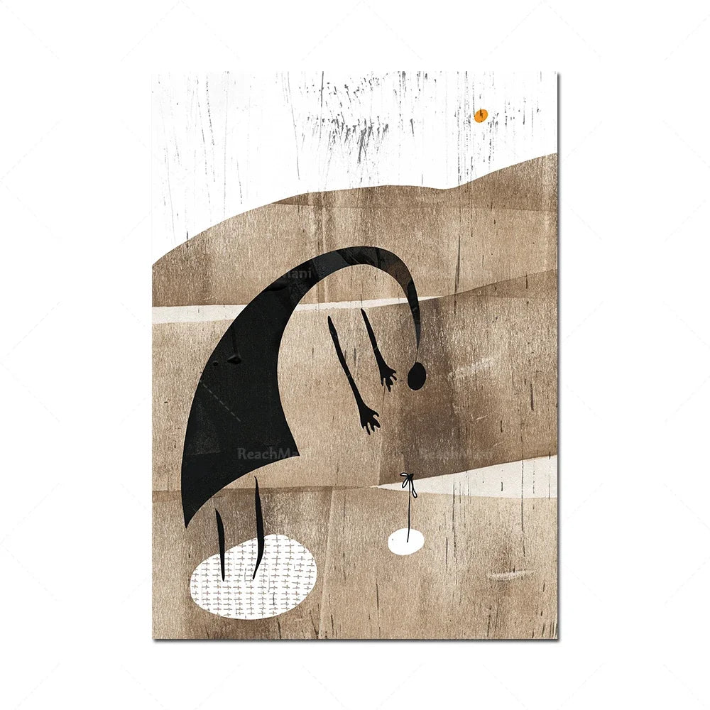 Une figure sombre et mystérieuse se dévoile sur un fond texturé, évoquant un paysage énigmatique.