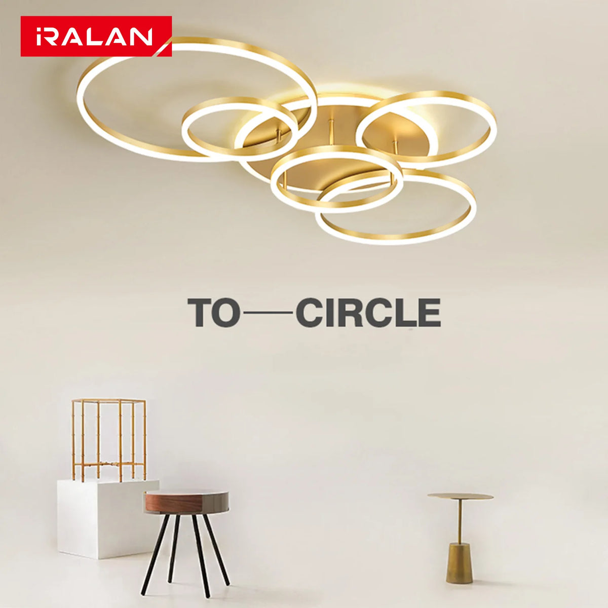 lampe moderne or blanc circulaire géométrique transparent télécommande minimaliste led
