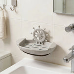 porte savon bateau adhésif mural décoration maritime blanc gris noir texturé