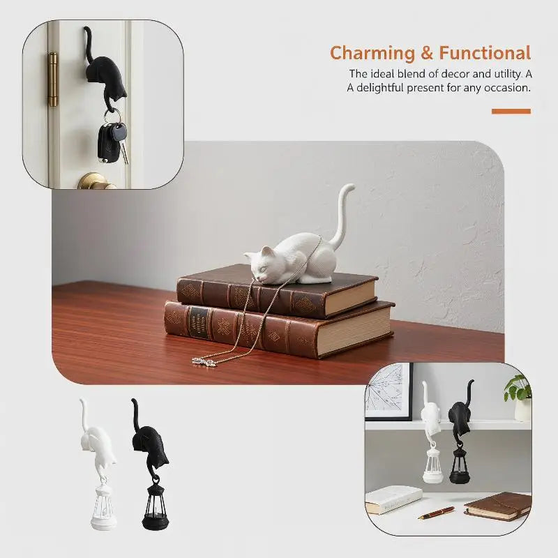 porte clés chat noir blanc lanterne décorative adhésif créatif contemporain minimaliste