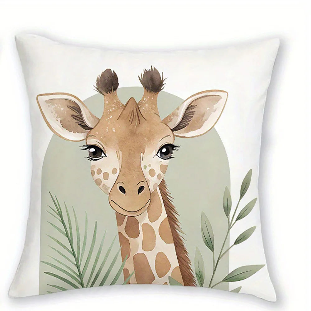 taies d'oreiller imprimées animaux zèbre girafe léopard éléphant moderne 45x45cm polyester zipper decoration chambre