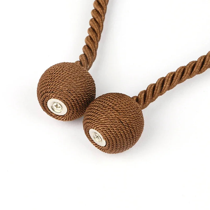anneaux rideau corde torsadée boules texturées gris beige doré moderne élégant adhésif decor polyeste