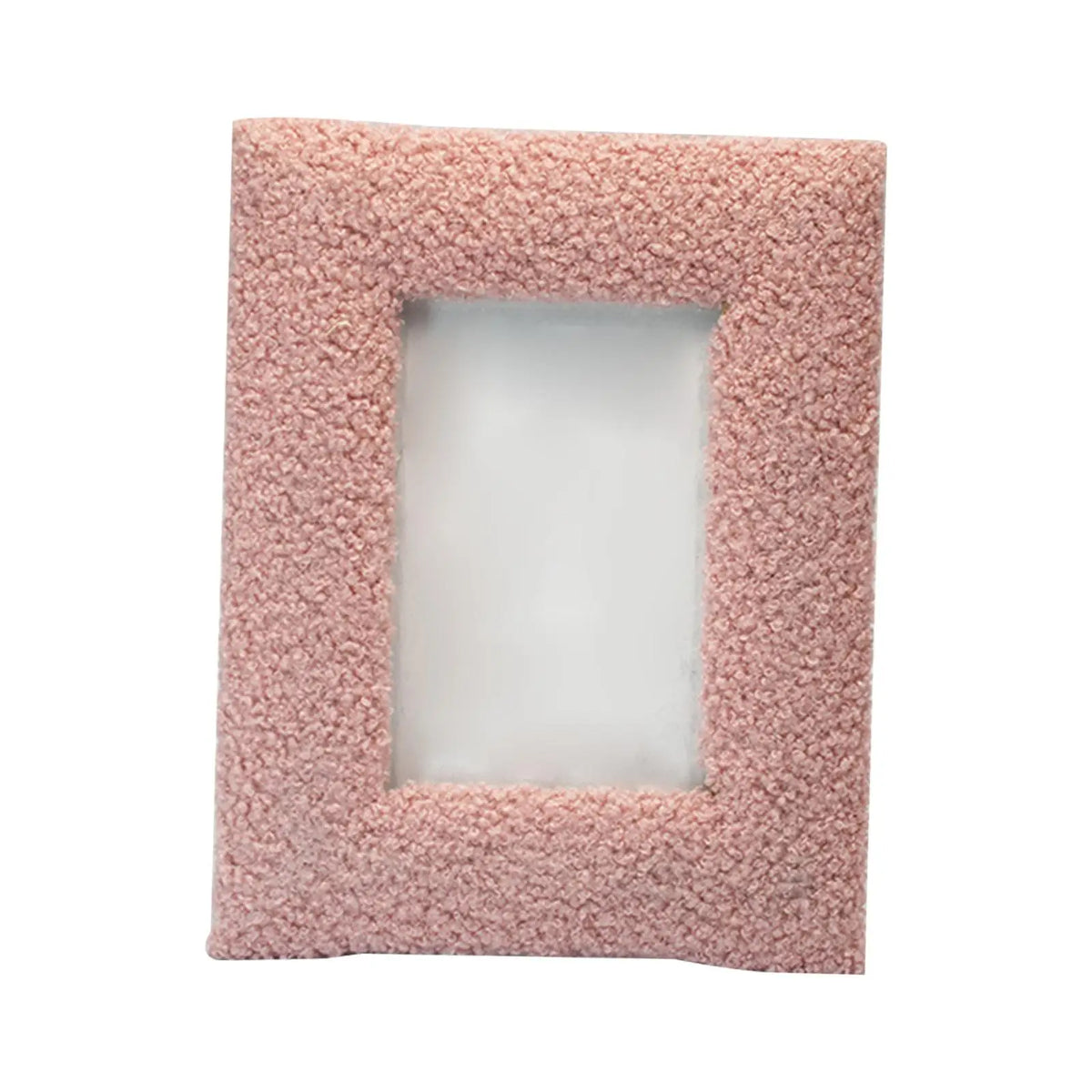 cadre photo moderne minimaliste bois peluche rose beige clair blanc cassé