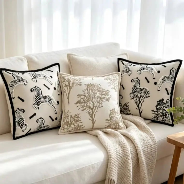 coussin carré 45x45cm coussin 30x50cm housse amovible lavable bohème motif géométrique polyester coton moderne