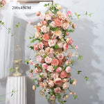 arche decorative fleurs artificielles hortensia rose blanc romantique intérieur anniversaire mariage
