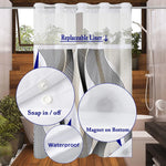 rideau douche moderne semi transparent motif abstrait polyester blanc noir beige