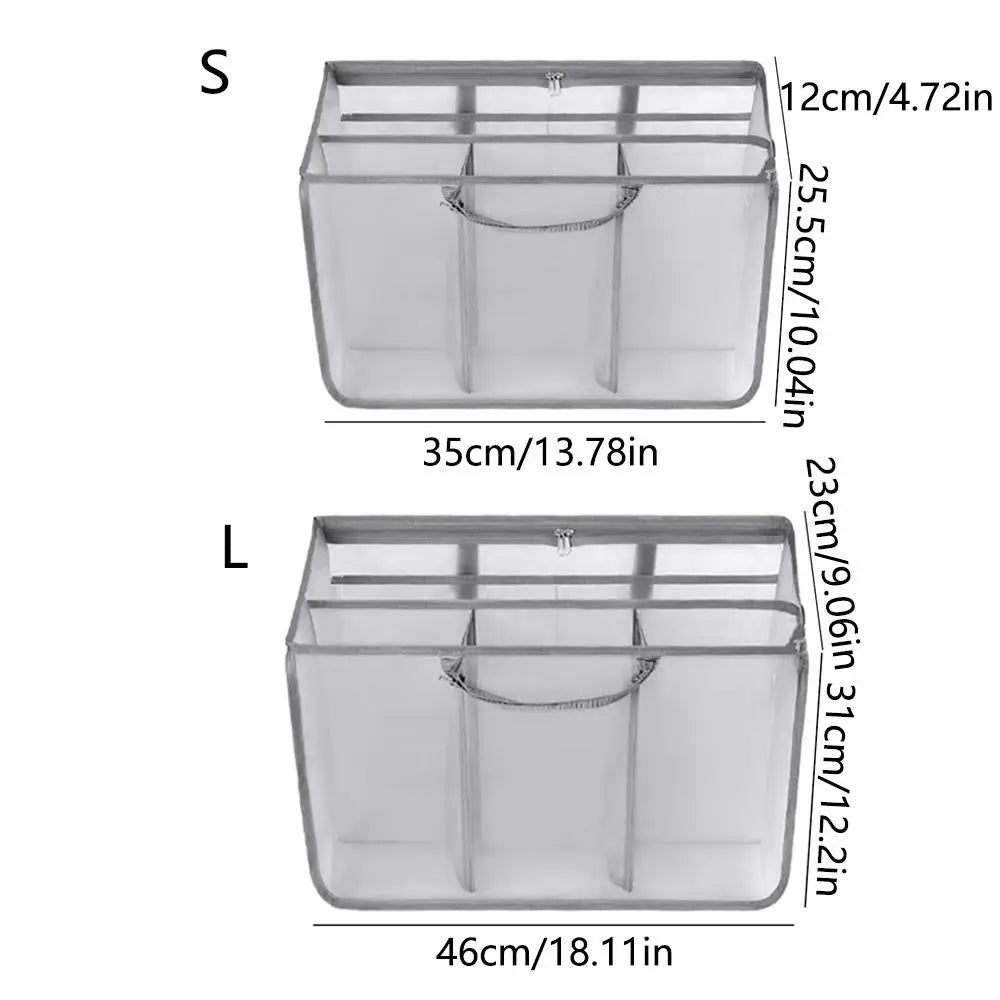 sac plage réutilisable polyester transparent compartiments utilitaire bleu clair gris minimaliste organiser affaires
