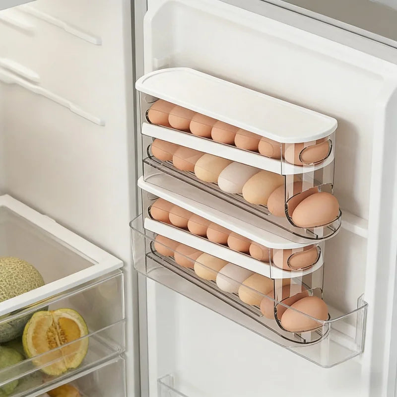 rangement œufs réfrigérateur transparent couvercle blanc moderne minimaliste plateaux plastique qualité alimentaire