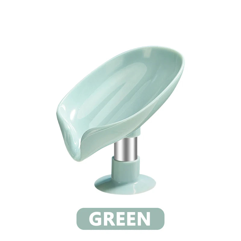 support savon moderne plastique blanc vert pastel texture gouttes d'eau fixé ventouse plateau douche