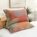 taies d'oreiller coton fleur vintage bleu orange gris décoration lit non toxique écologique