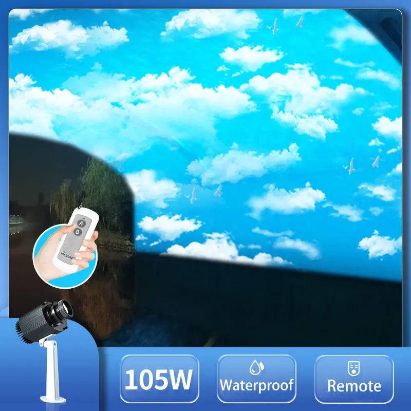 projecteur effets lumineux nuages bleu blanc moderne télécommandeextérieur led ip65 aluminium
