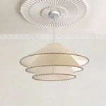 lampe suspendue moderne beige clair bord doré chaîne métallique 40cm 50cm 60cm lumière chaude