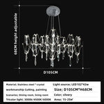 lustre moderne or cristaux transparents branches stylisées salon chambre principale