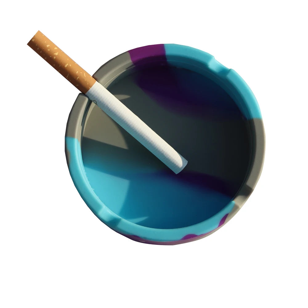 cendrier silicone bleu violet gris adhésif moderne rayures diagonales portable salon