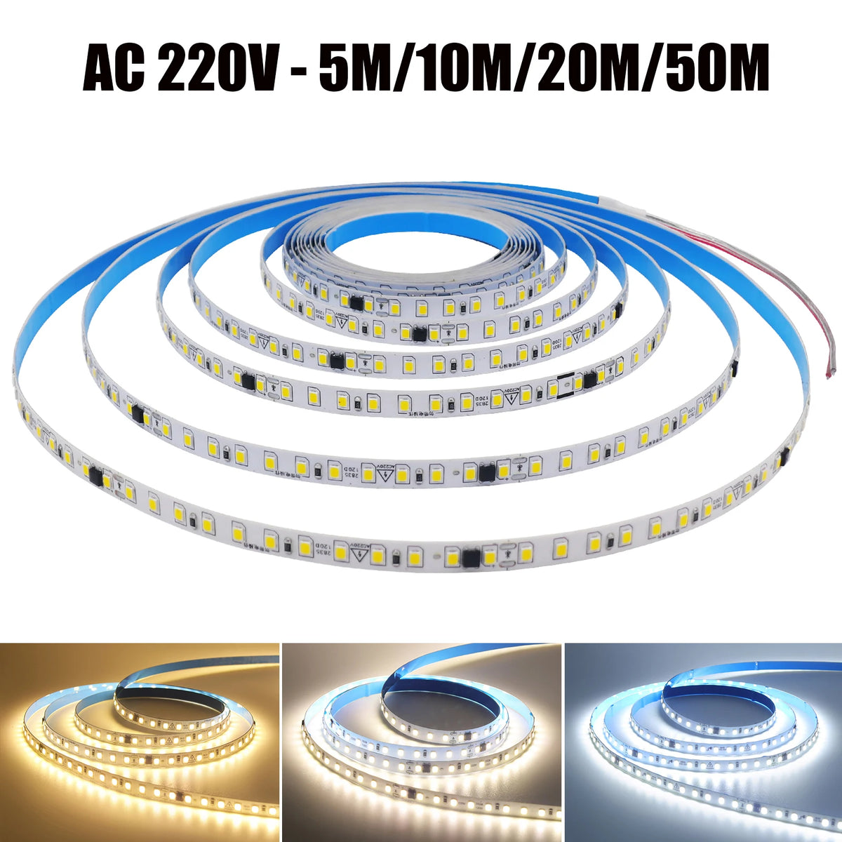 ruban led 120 leds ac 220v 3000k 4000k 6000k blanc naturel moderne adhésif