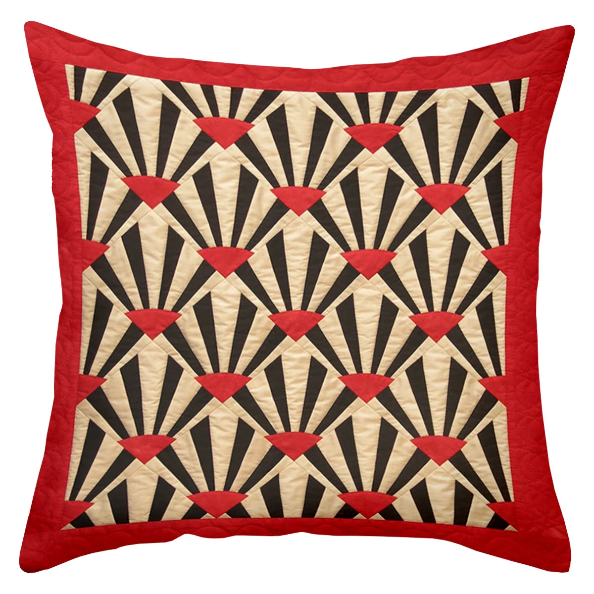 taie d'oreiller polyester imprimé motif géométrique moderne rouge triangles coeurs 45x45cm maison