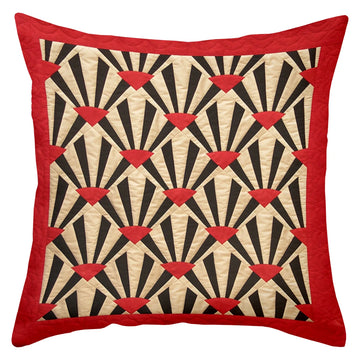 taie d'oreiller polyester imprimé motif géométrique moderne rouge triangles coeurs 45x45cm maison