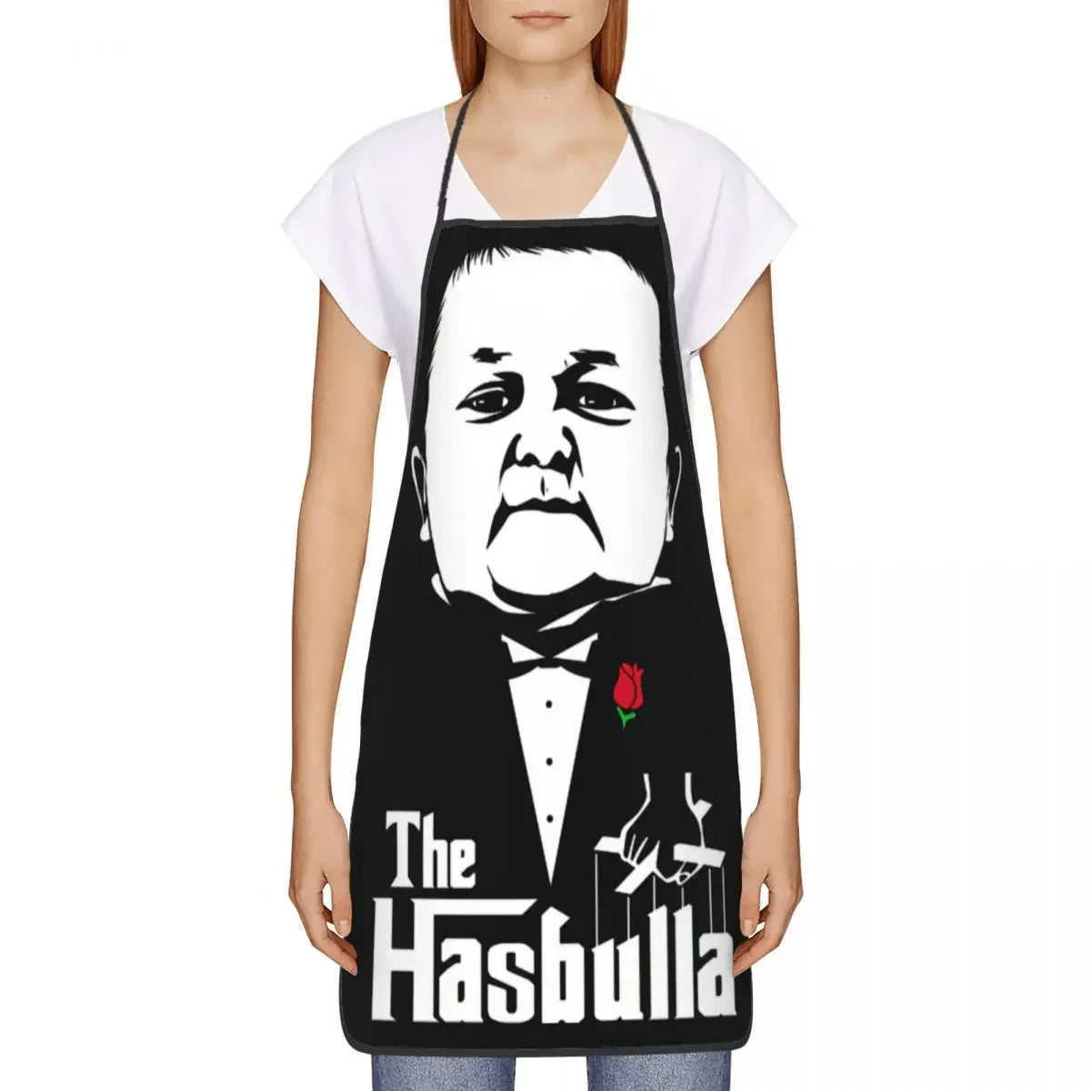 Tablier de cuisine Hasbulla parrain drôle en tissu oxford noir