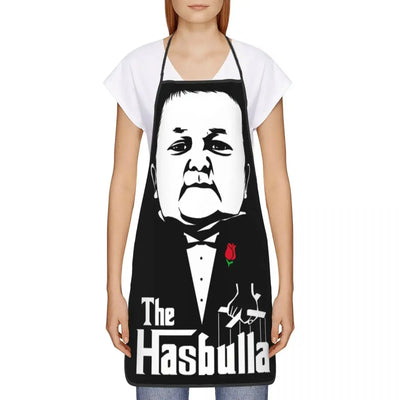 Tablier de cuisine Hasbulla parrain drôle en tissu oxford noir