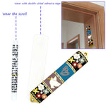 décoration religieuse mezuzah noir blanc doré pommegranate vine hébreux floral motifs rectangle