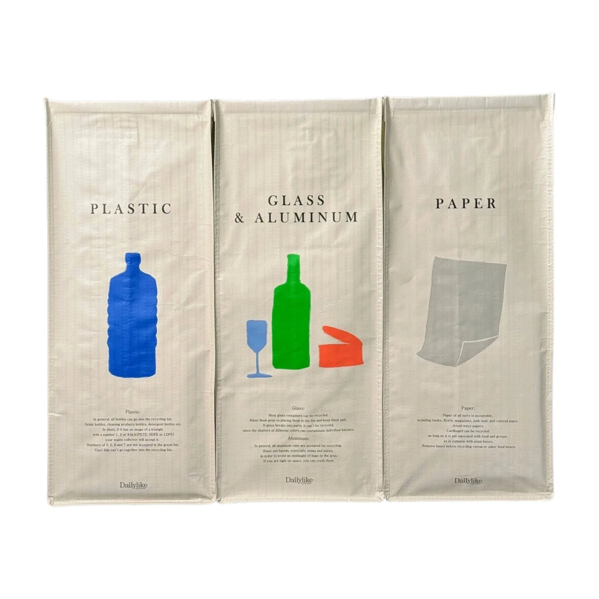 sac tri déchets beige imprimé moderne poignées détachables respectueux environnement 75x60x35cm