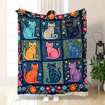 couverture polaire patchwork chats fleurs multicolore 100 polyester douce maison 130x150cm
