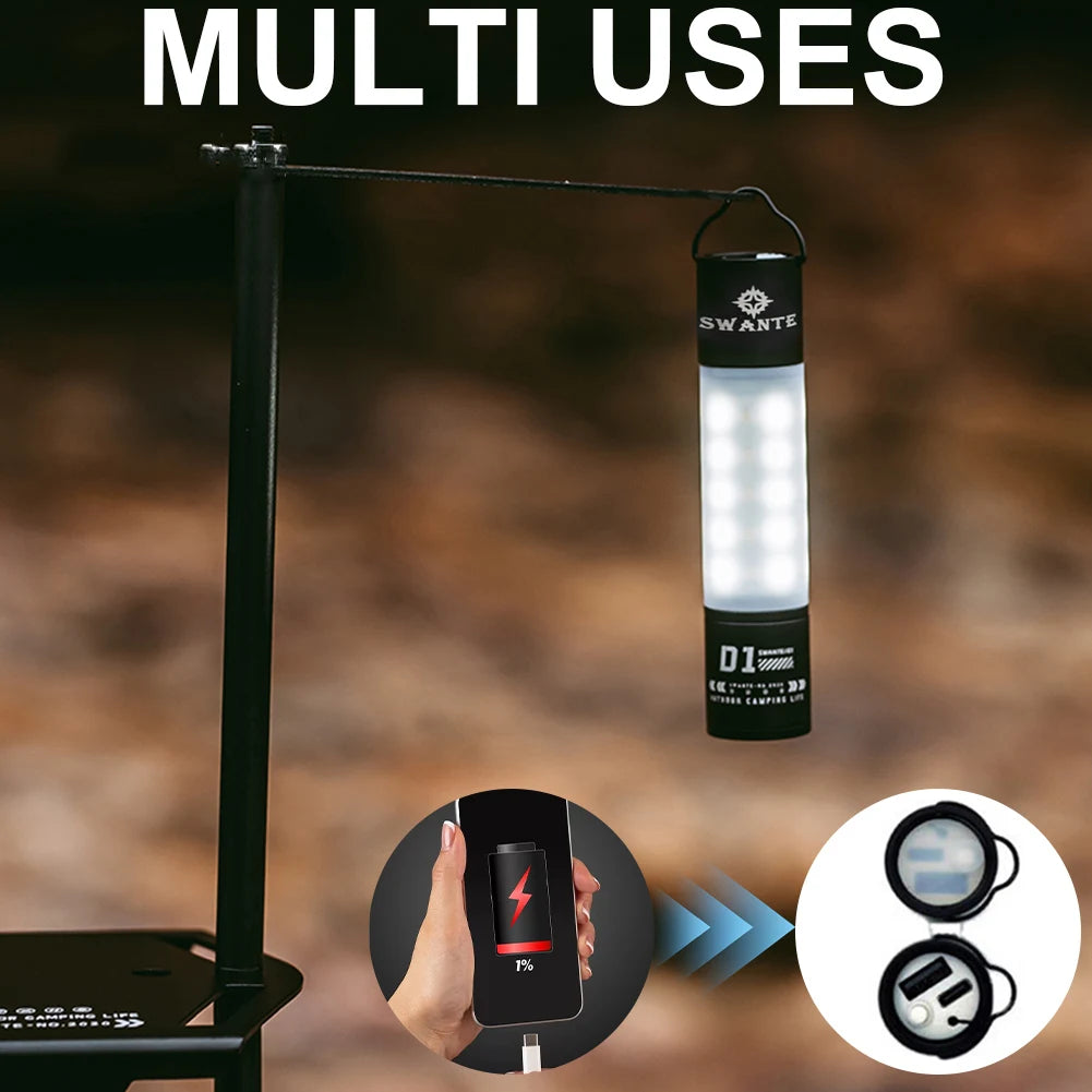 lampe camping led transparente moderne noire blanche rechargeable usb anneau suspension