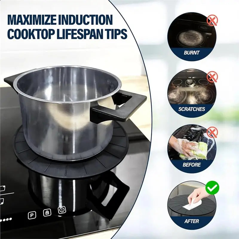 tapis protection induction silicone noir rayures radiales anti dérapant moderne cuisine chống trầy