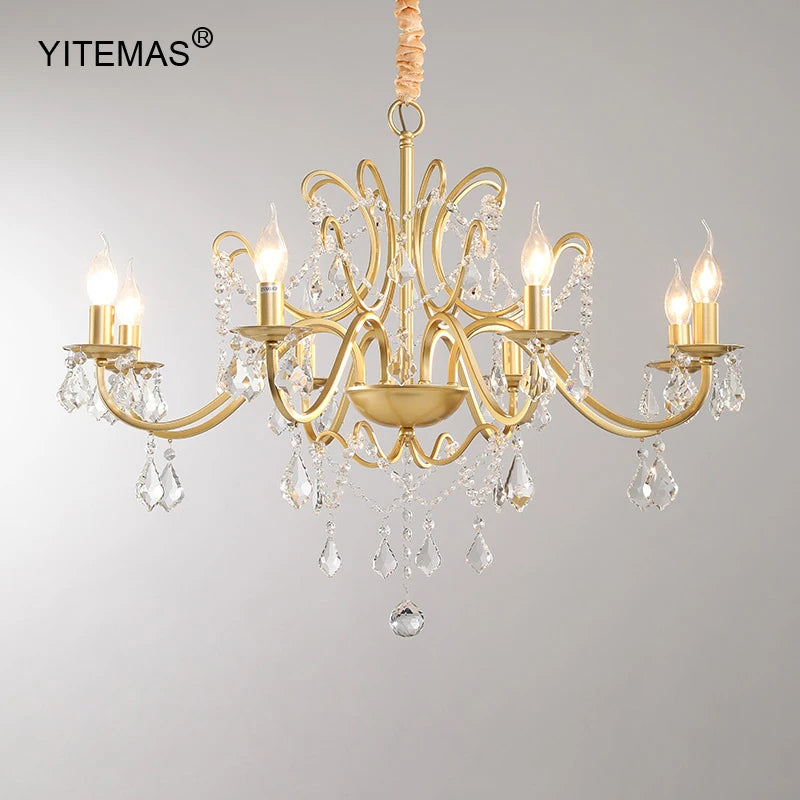 lustre doré cristal floral suspension classique chambre salon