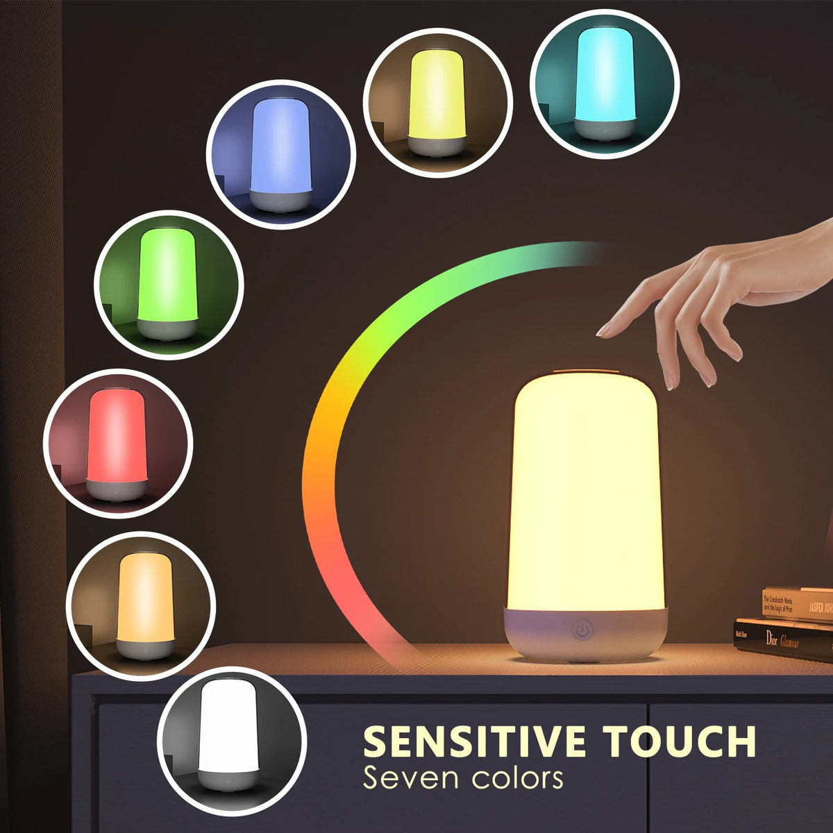 lampe table led tactile rgb cct moderne blanc gris rechargeable 3600mah