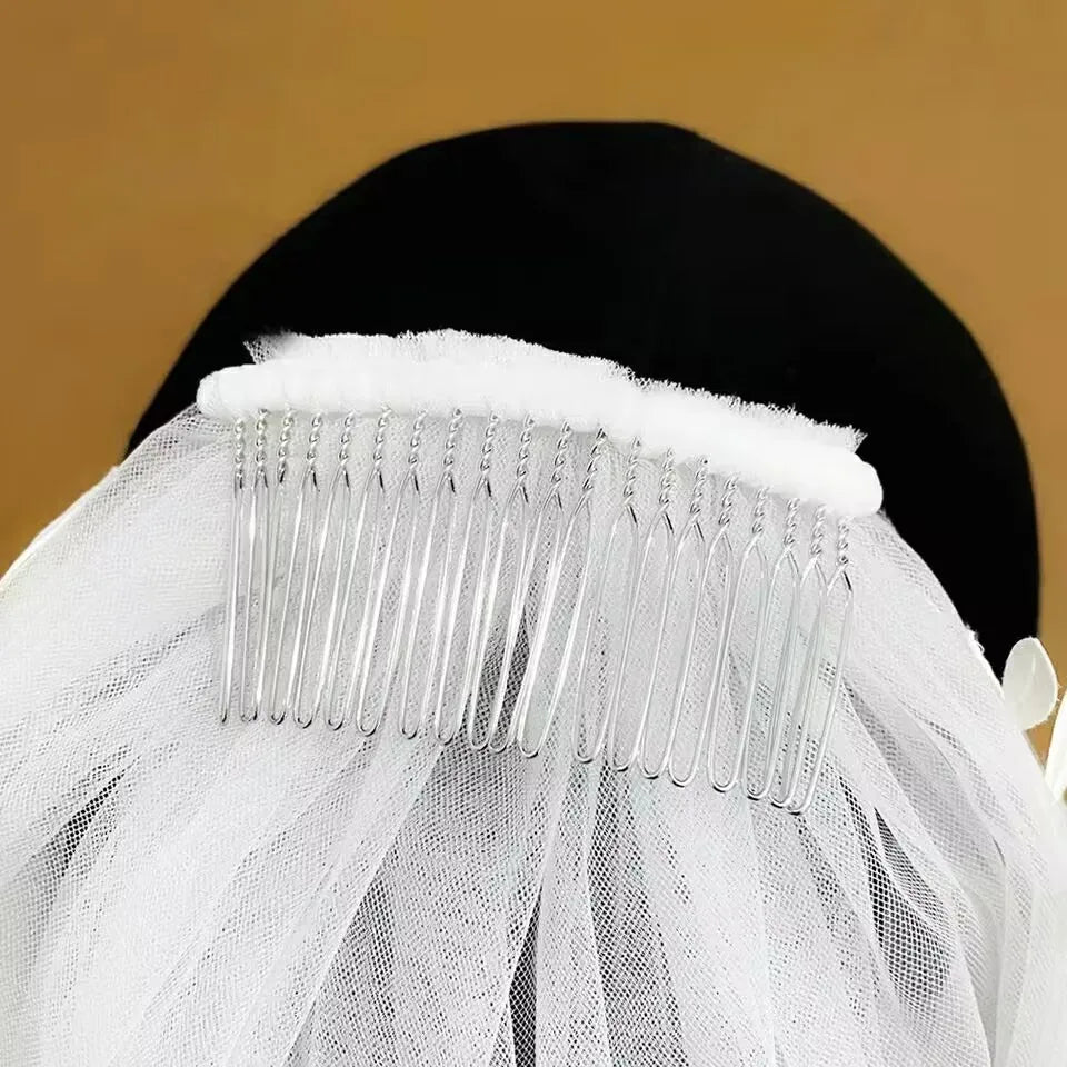 voile mariée transparent polyester classique élégant clips cheveux blanc crème simple erotique erotique erotique