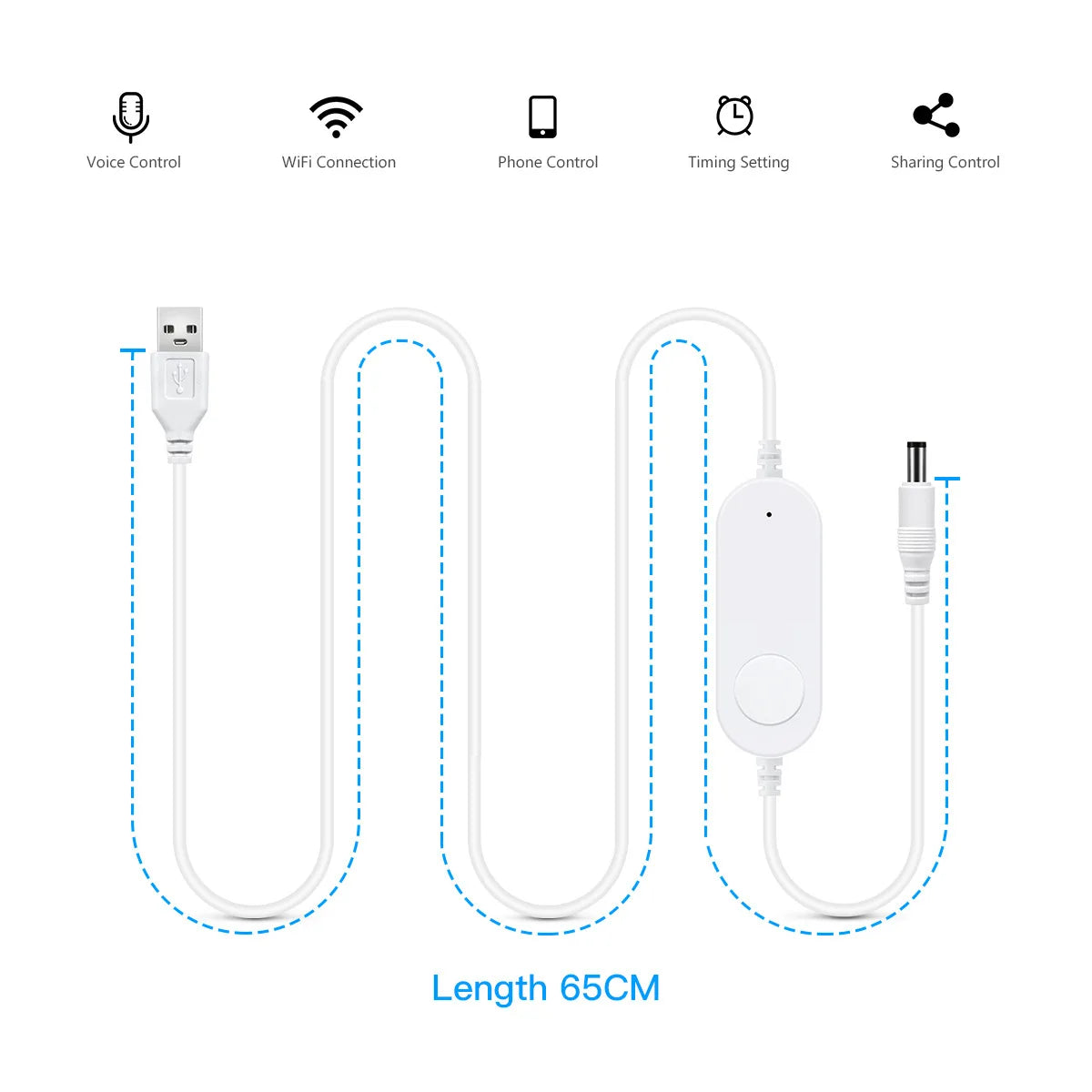 contrôleur led prise usb bluetooth wifi blanc moderne adhésif tactile câble intelligent réglable alexa
