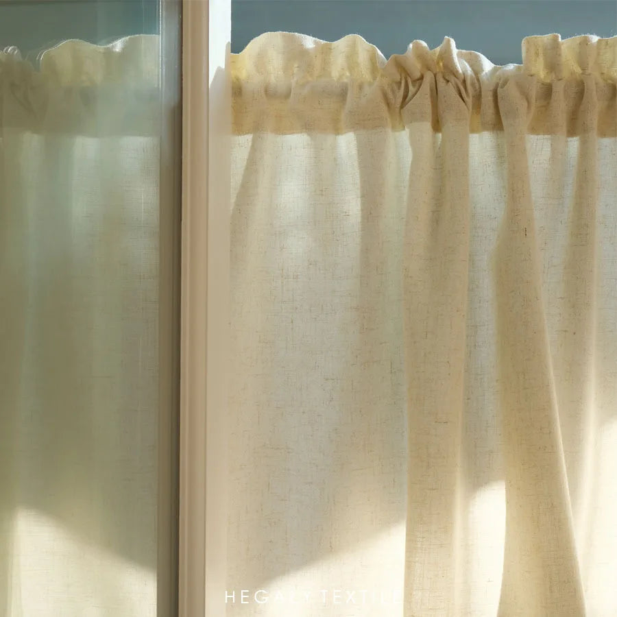 rideau classique lin beige clair fils dorés opacité maison