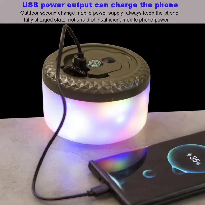 guirlande lumineuse camping modes led rechargeable portable sécurité décoration extérieure fil transparent losange gravé