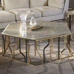 table basse moderne élégante marbre gris métal doré alliage aluminium