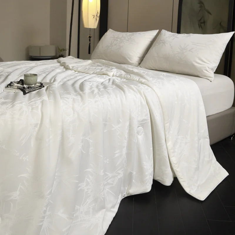 couvre lit été léger 100 bambou imprimé blanc moderne chambre lavable qualitéluxueuse