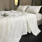 couvre lit été léger 100 bambou imprimé blanc moderne chambre lavable qualitéluxueuse