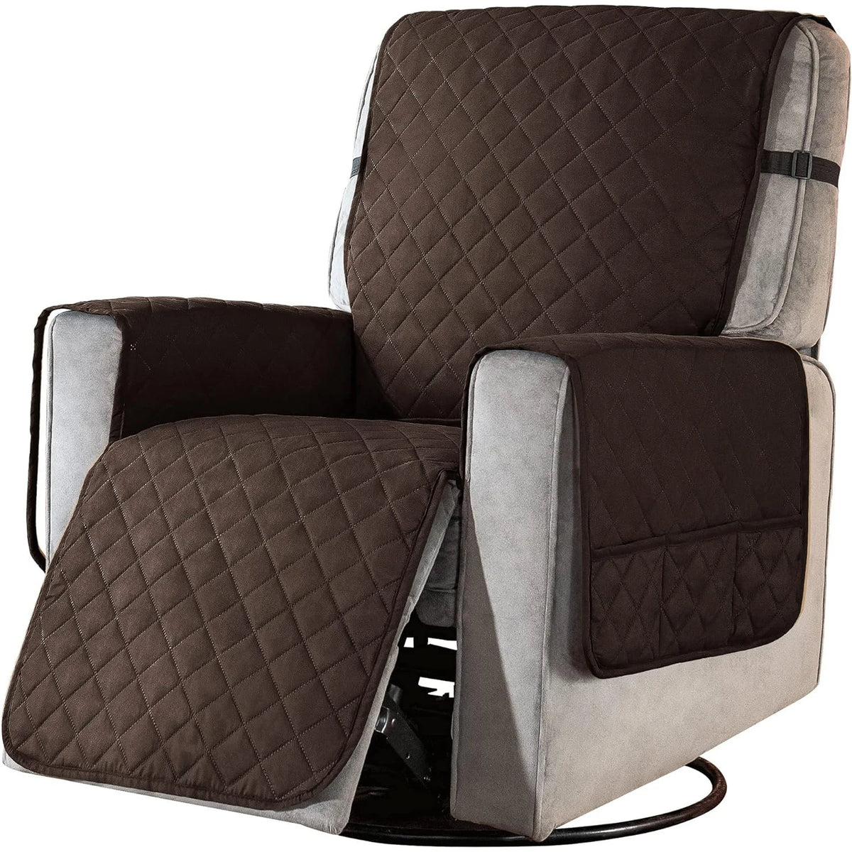 couvre siège fauteuil inclinable polyestère quilted gris moderne sécurité poche rangement machine