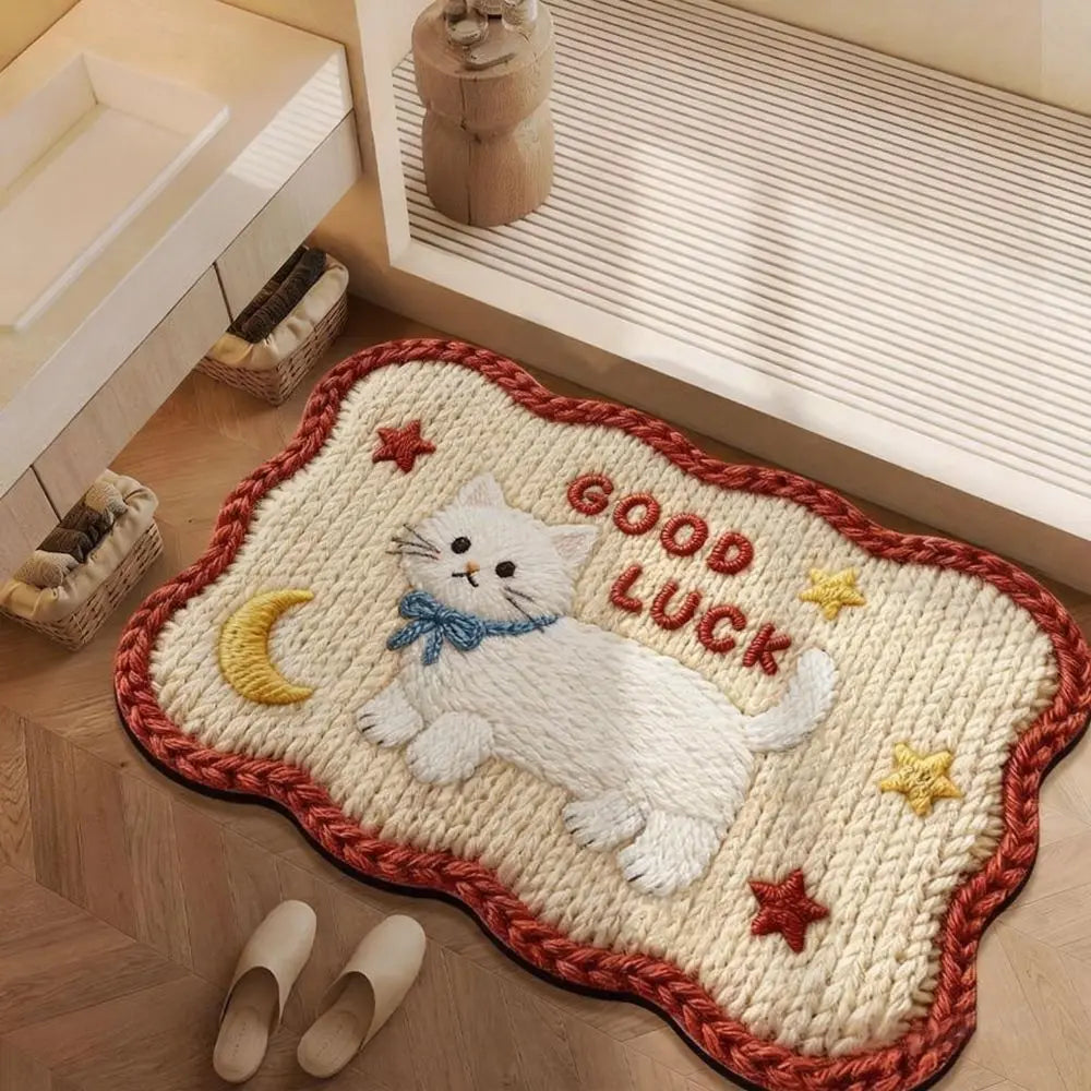 tapis décoratif intérieur antidérapant motifs animaux ours chat enfantin texture poilue