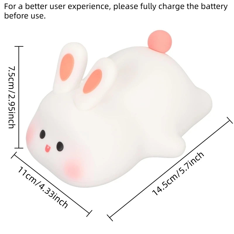 lampe chevet veilleuse lapin blanc rose mignon cartoon chambre enfant