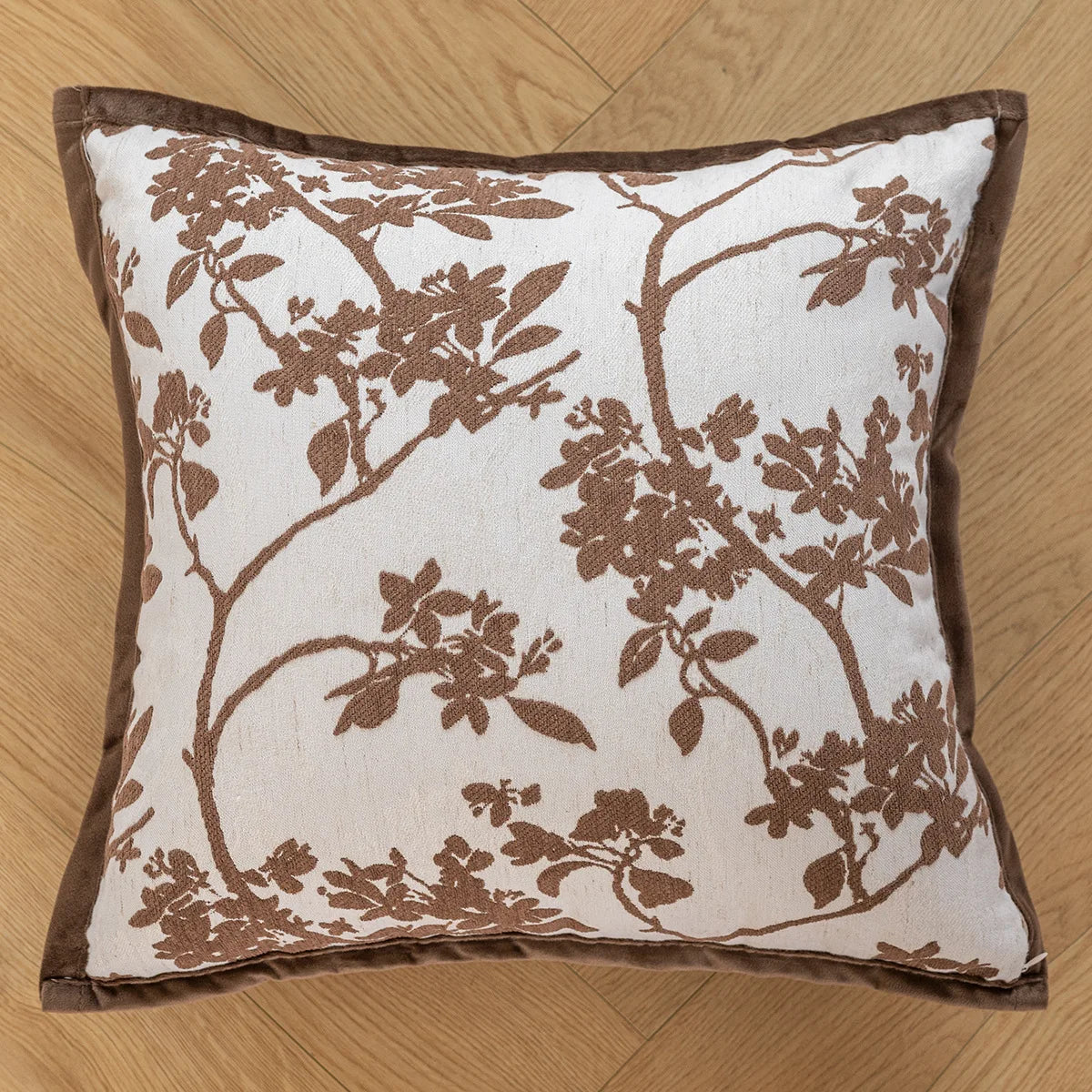 coussin housse jacquard fleur beige marron moderne adhésif tassel voiture decoration 35x90cm 45x45cm polyester.velours