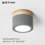 Spot LED moderne bois naturel abat jour métal gris blanc lumière