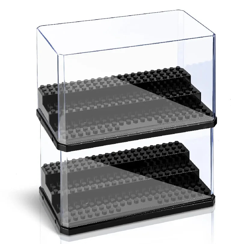présentoir empilable anti poussière moderne noir transparent figurines lego rangement minifigures boîtes transparentes couvercle