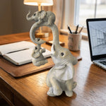 statue éléphant résine ornements décoration intérieure animée famille éléphants gris doré texturée