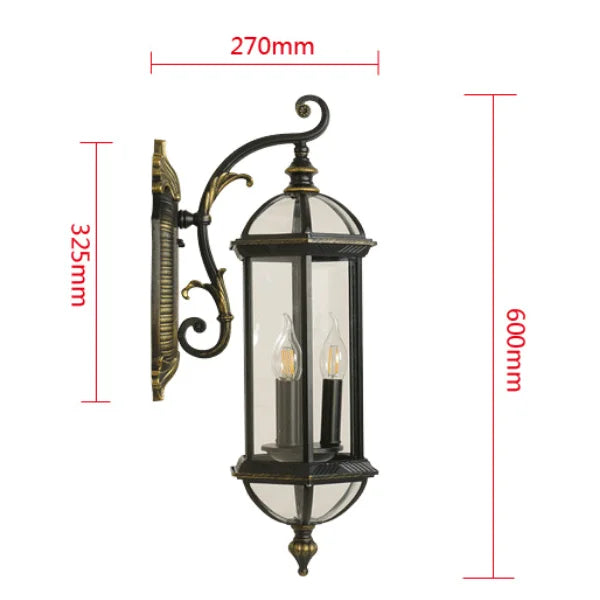 lampe murale classique vintage noir doré verre translucide métal éclairage extérieur hydrofuge trois ampoules
