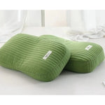 oreiller sarrasin coton gris vert rayures moderne massage 48x26cm qualité single