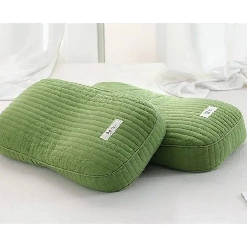 oreiller sarrasin coton gris vert rayures moderne massage 48x26cm qualité single
