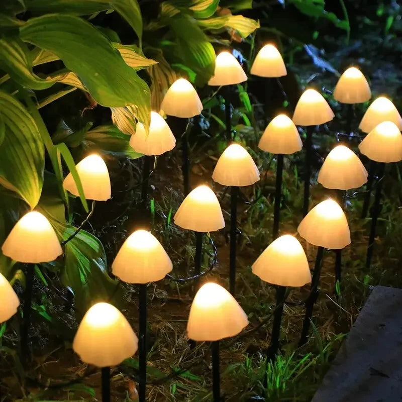 guirlande lumineuse solaire champignon multicolore jardin féerique extérieure autoinstallation led opaque contemporaine festive